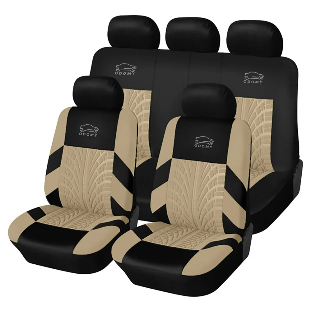 5 Seat - Beige ODOMY Роскошные Чехлы для автомобильных сидений, универсальные Нескользящие аксессуары для сидений, защитный чехол для автомобильного салона - Название цвета: 5 Seat - Beige