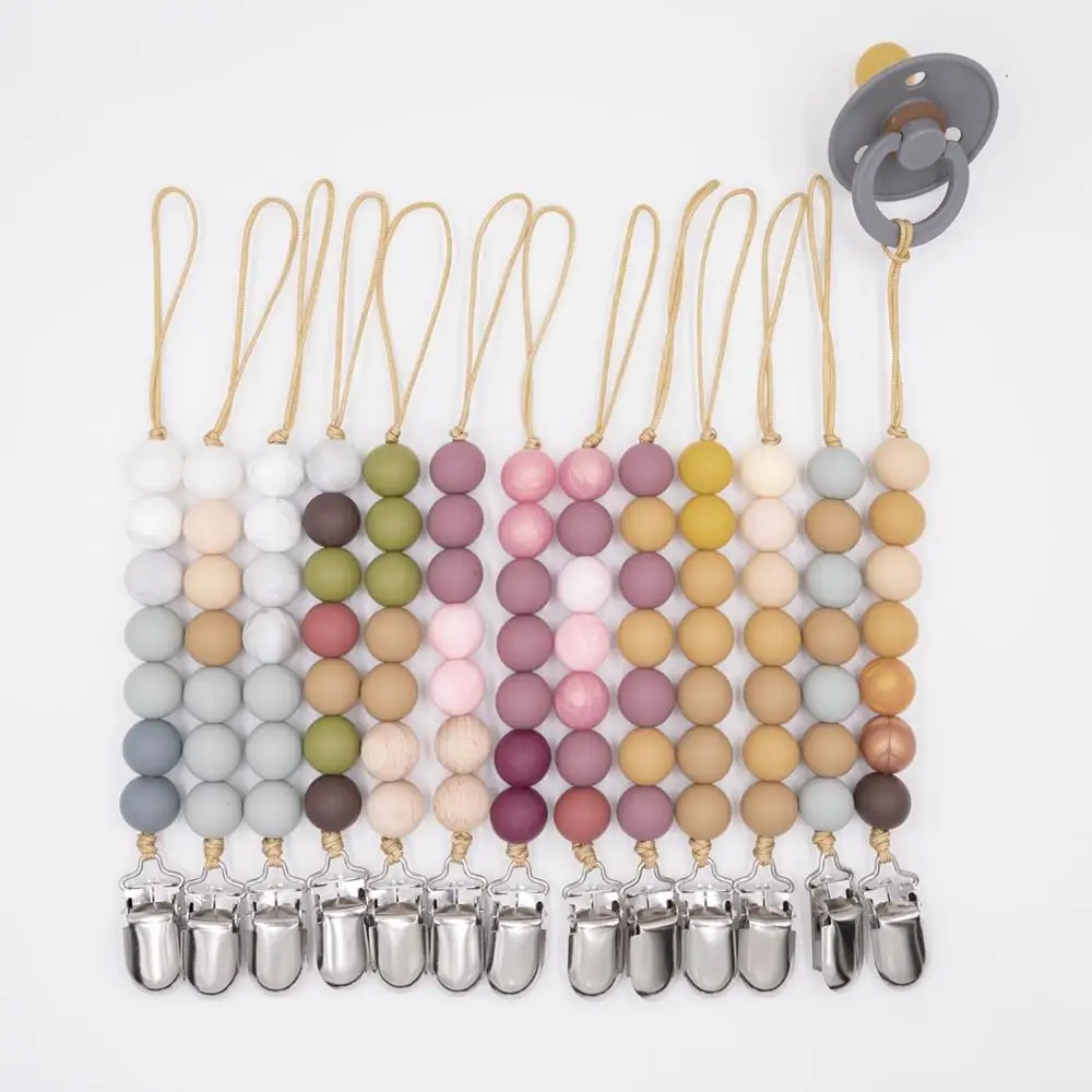 

Baby Universal Holder Leash For Pacifiers Nipples Clip Chain Infant Child Soother Beaded Wooden Chains Teethers