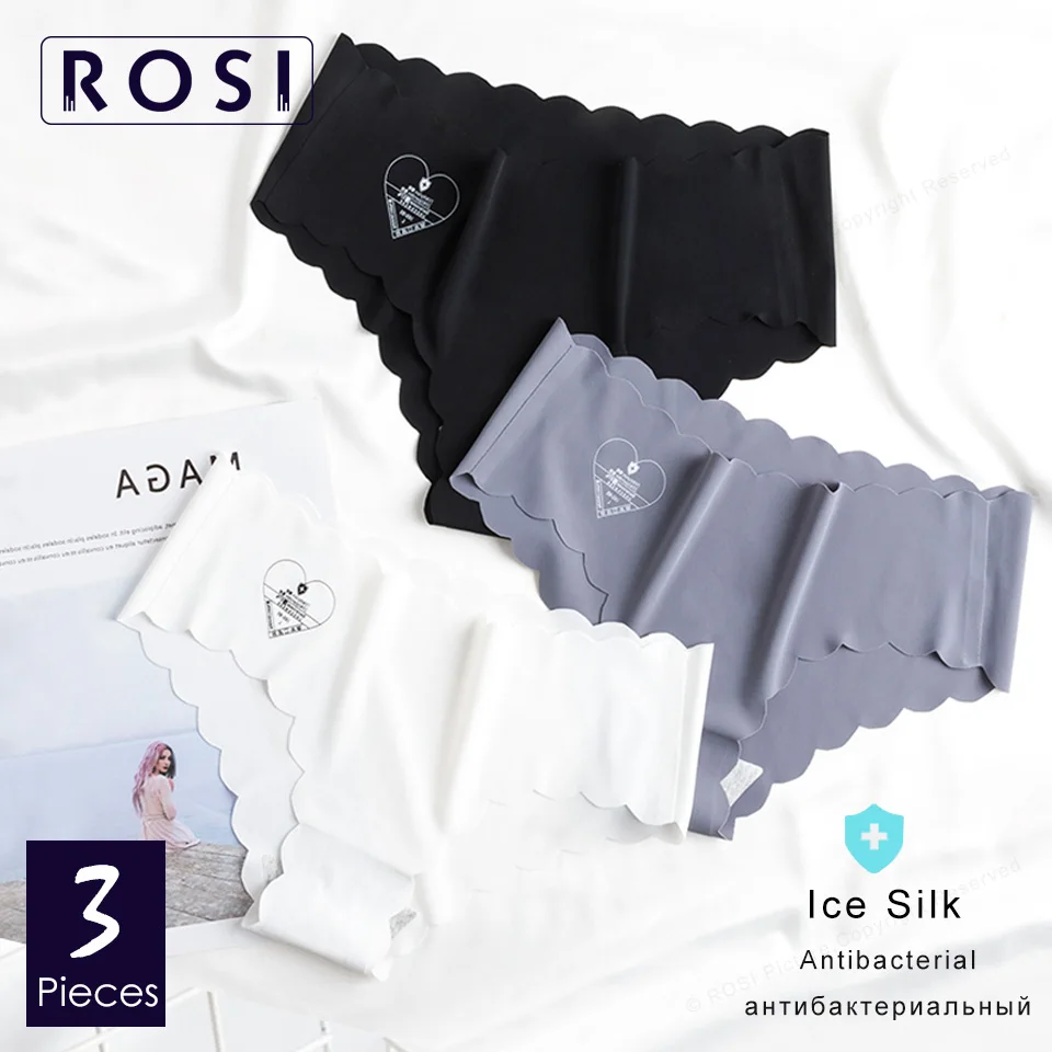 

Seamless Panties Women Underpants Lingerie Ladies Ice Silk Seamless Underwear Transparent Thin Light Cool Bikini Briefs 3pcs