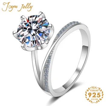 

JoyceJelly Trendy 925 Sterling Silver Ring women Jewelry Zircon Diamond Six Claws Personality Fashion Wedding Ring Wholesale