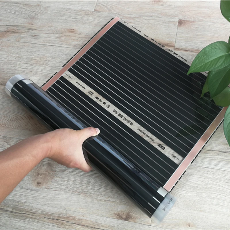 1 Square meter floor Heating film + 4 Clamps + Aluminum foil, AC220V infrared heating film 50cm x 2m electric heater for room