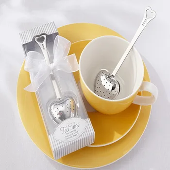 

100pcs Tea Time Heart favors Tea coffee Infuser in Elegant White Gift Box wedding party