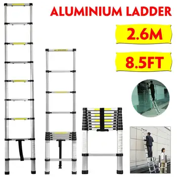 

2.6 m/ 8.5ft Ladder Retractable Folding Aluminum Herringbone Ladder Step Telescopic Extension Telescopic Industrial Ladders