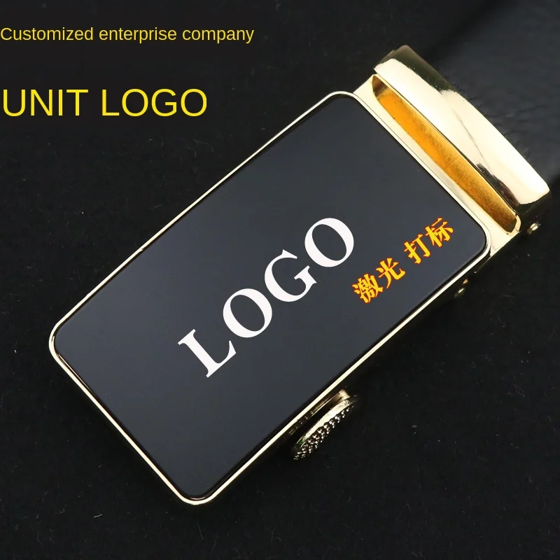 

Custom LOGO belt lettering belt belt buckle man automatic buckle custom company LOGO leather head private DIY
