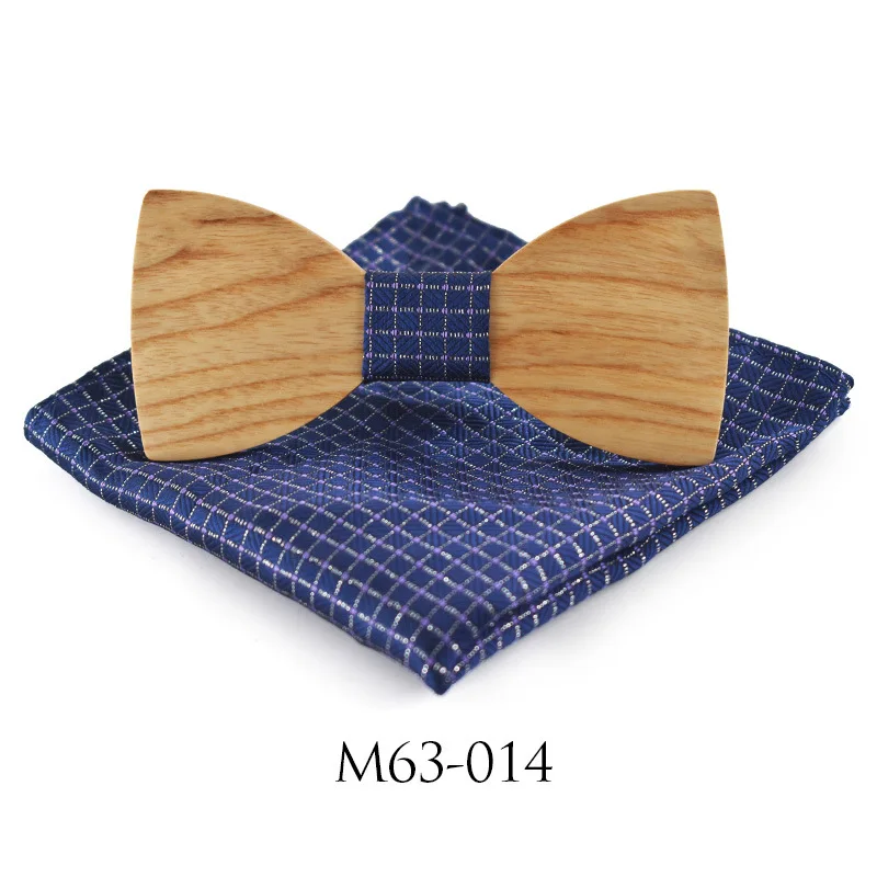 Wood Bowtie Set Мужская Свадебная деловая вечеринка, галстук, рубашка, деревянная бабочка, галстук-платок, деревянная эластичная лента, Свадебный галстук-бабочка, карман, Squre - Цвет: Wood Bowtie Set