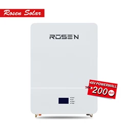Rosen Solar Energy 5KW 10kw LifePO4 Battery 48V 200Ah Power wall Lithium ion Rechargeable Battery Pack