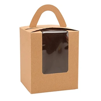 

Cupcake Boxes, 50 Pcs Individual Cupcake Containers with Inserts Window Handle Bakery Cake Boxes for Cupcake Candy