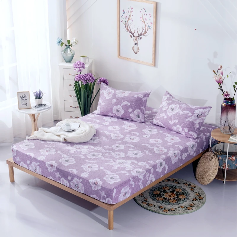  Cotton Fitted Sheet Bed Mattress Cover Bed Cover with Elastic Band Machine Bed Protection Pad Mattr
