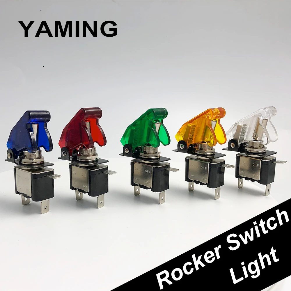 

Rocker Switch LED Automobile Modification Arm Push Button Protection Cover 12V 20A For Racing Car Light Toggle Control ON-OFF