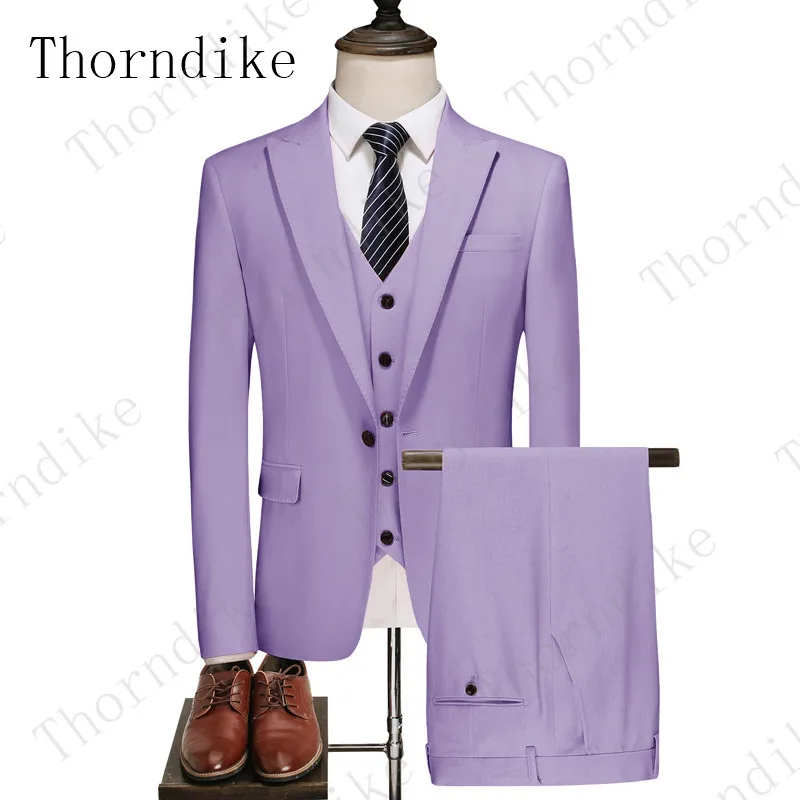 Thorndike мужские костюмы из 3 предметов, приталенные деловые костюмы для жениха, зеленый благородный серый белый смокинг для формальной свадьбы(Блейзер+ брюки+ жилет
