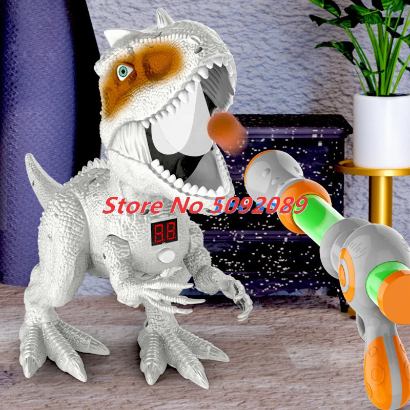High Simulation Spray Battle Shooting Dinosaur Hungry Shooting Animal Air-powered Gun Soft Bullet Ball Scoring Game Auto  Score 3