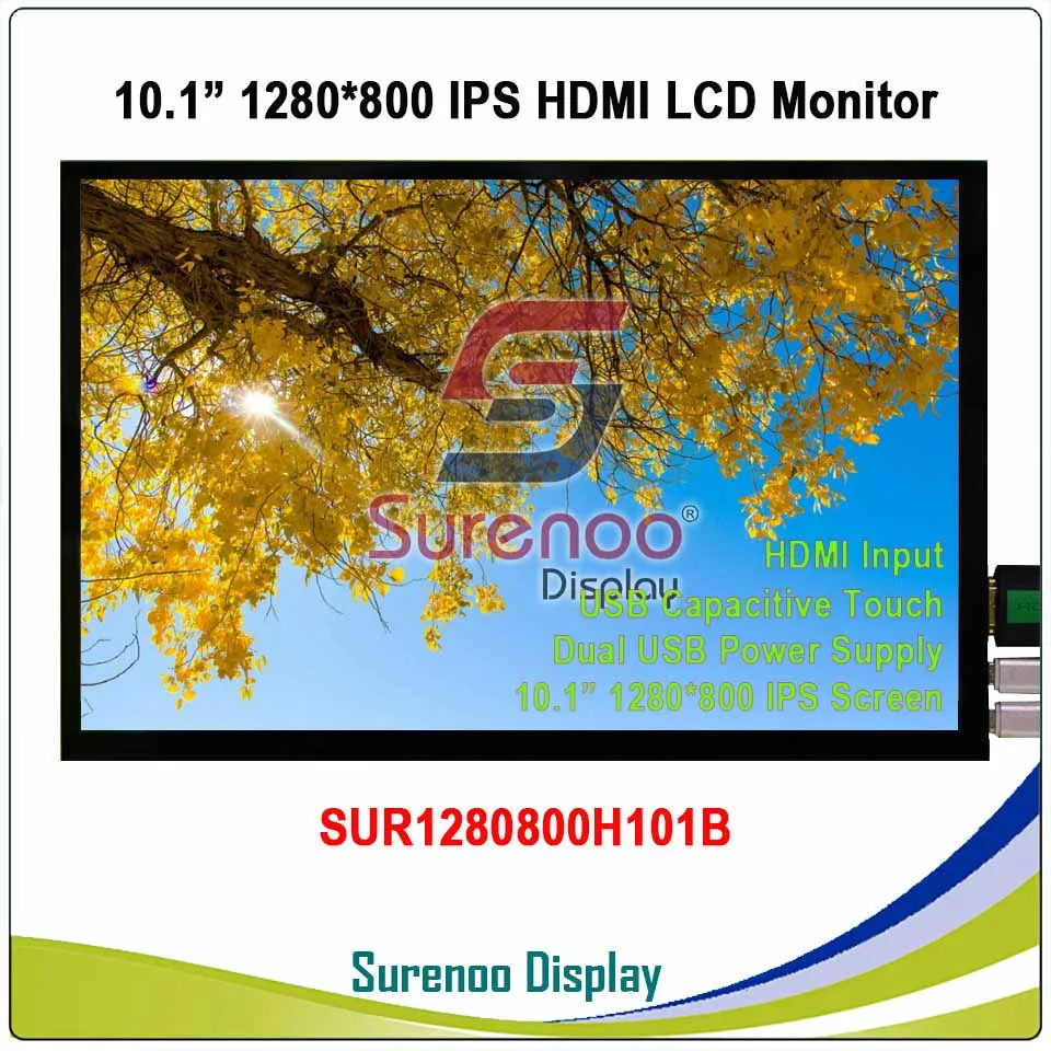 10," 10,1 дюймов 1024*600 1280*800 HDMI ЖК-модуль дисплей монитор ips экран с USB емкостной сенсорной панелью для Raspberry Pi - Цвет: SUR1280800H101B