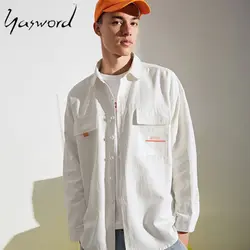 Yasword Брендовые повседневные рубашки для мужчин 2019 новая осенне-Весенняя рубашка с длинными рукавами Мужская модная хлопковая однотонная 5