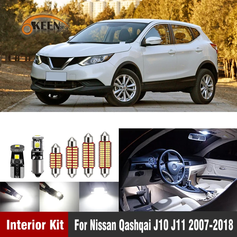 OKEEN 10pc Canbus T10 Led Bulbs For Nissan Qashqai J10 J11 2007 2018
