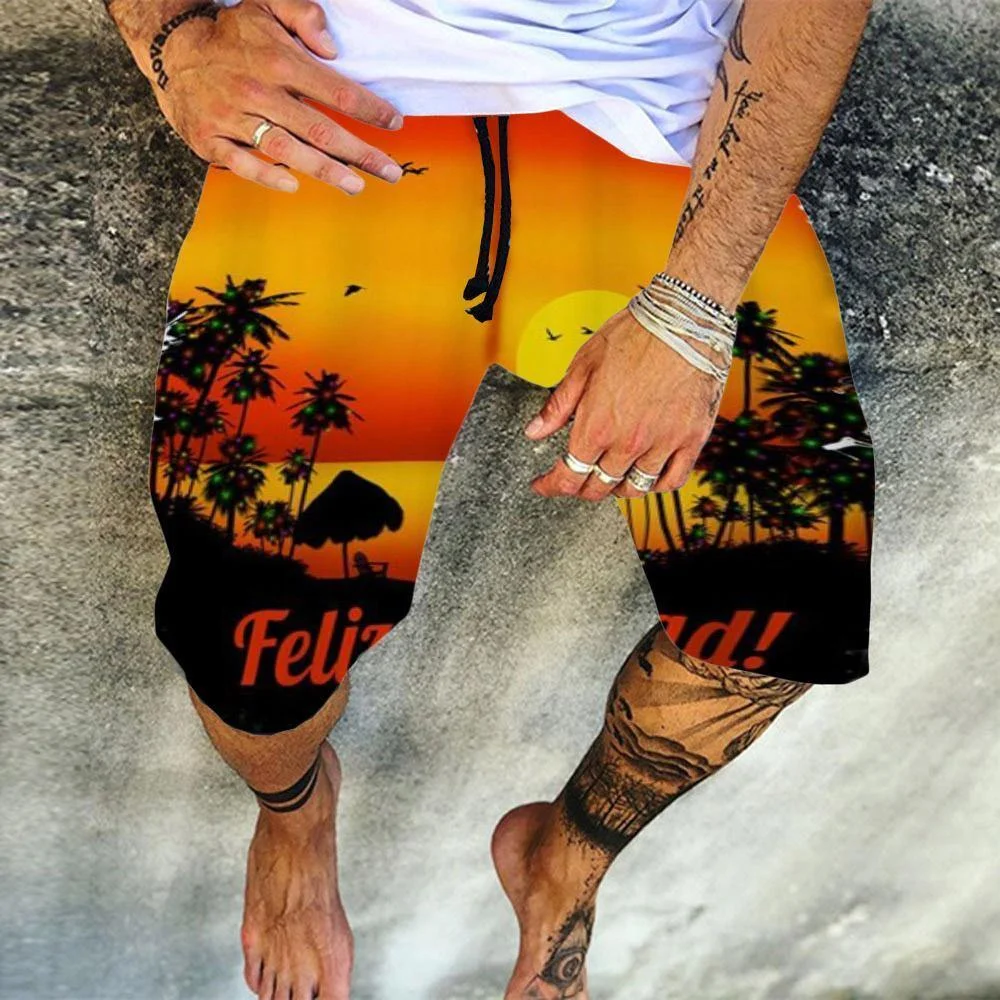 Tribe Pattern Sunset 3D All Over Printed Summer Shorts Fashion Beach Mens Bermuda Casual Short Home Unisex Cargo Shorts Dropship