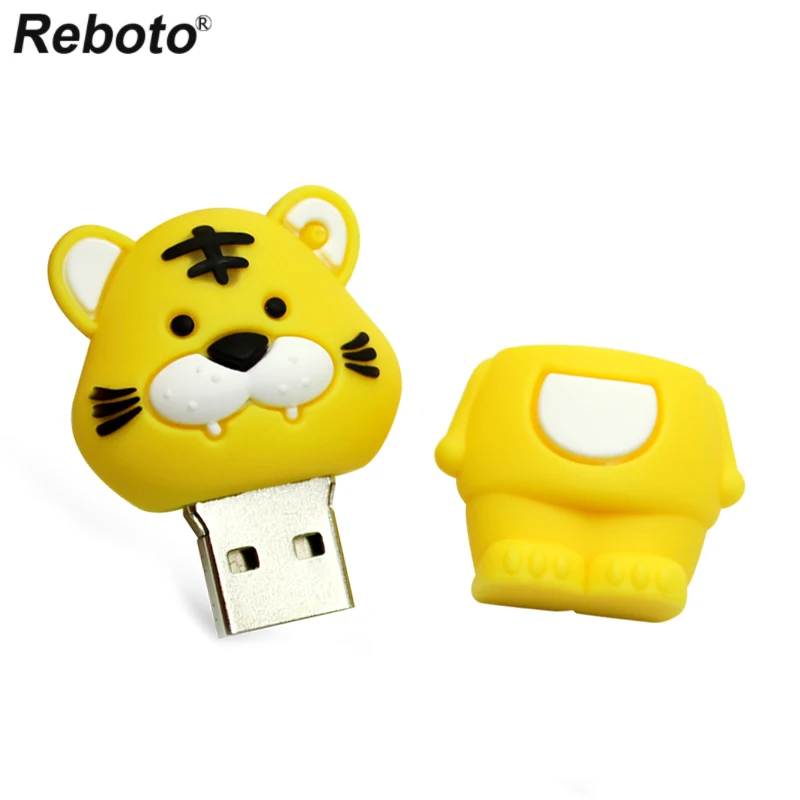 Мультфильм USB флэш-накопитель 64 ГБ 32 ГБ 16 ГБ 8 ГБ животный дизайн силиконовый Тигр флэш-диск креативный подарок мини-ключ USB флешка для ПК
