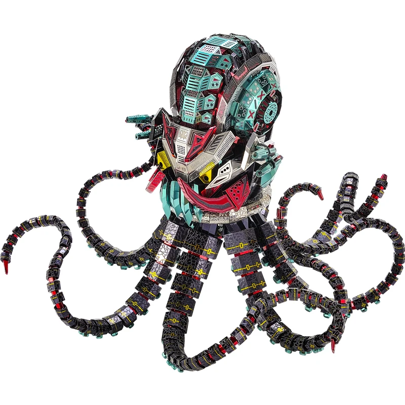 Microworld Octopus Devil model kits DIY laser cutting Jigsaw puzzle fighter model 3D metal Puzzle Toys for Children gifts 4