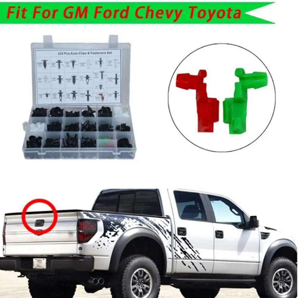 425 штук в штучной упаковке для Ford Chevrolet Car универсальный комбинированный дверной панели бамперная Скоба пластиковый зажим черный