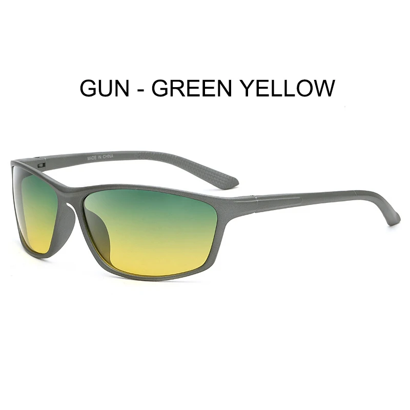 GUN-GREEN YELLOW SIMPRECT фотохромные поляризованные солнцезащитные очки мужские ретро солнцезащитные очки винтажные квадратные водительские солнцезащитные очки для мужчин черные солнцезащитные очки - Цвет линз: GUN-GREEN YELLOW