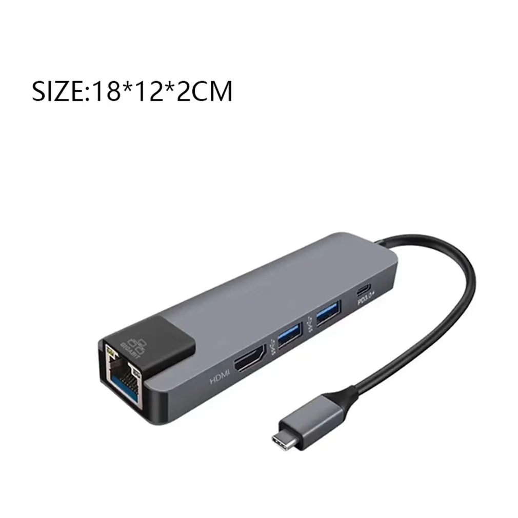 5 в 1 Многофункциональный usb type C концентратор Hdmi 4K USB C концентратор к Gigabit Ethernet Rj45 Lan адаптер 3 USB-C зарядное устройство
