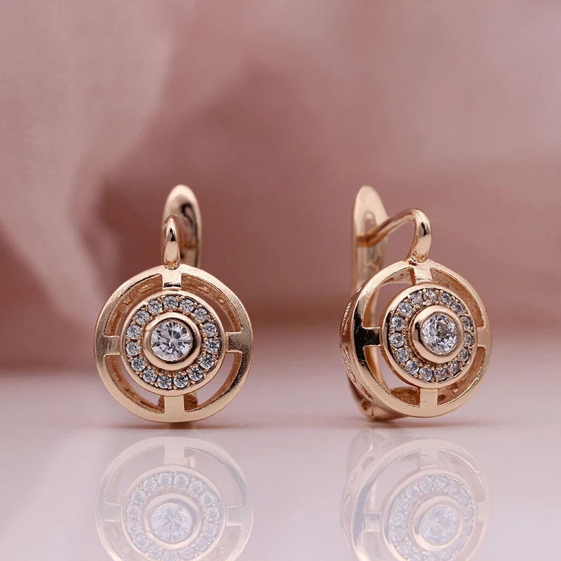 ZG новые полые серьги женские модные ювелирные изделия 585 розовое золото милые резные серьги с натуральным цирконием для женщин