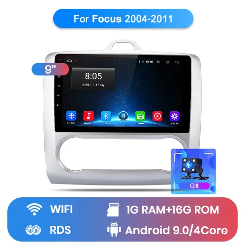 WIFI (1GB 16GB) V Junsun V1 2G+ 32G Android 9,0 DSP автомобильный Радио Мультимедиа Видео плеер навигация gps для ford focus 2 3 Mk2/Mk3 хэтчбек 2 din DVD - Цвет: WIFI (1GB 16GB) V