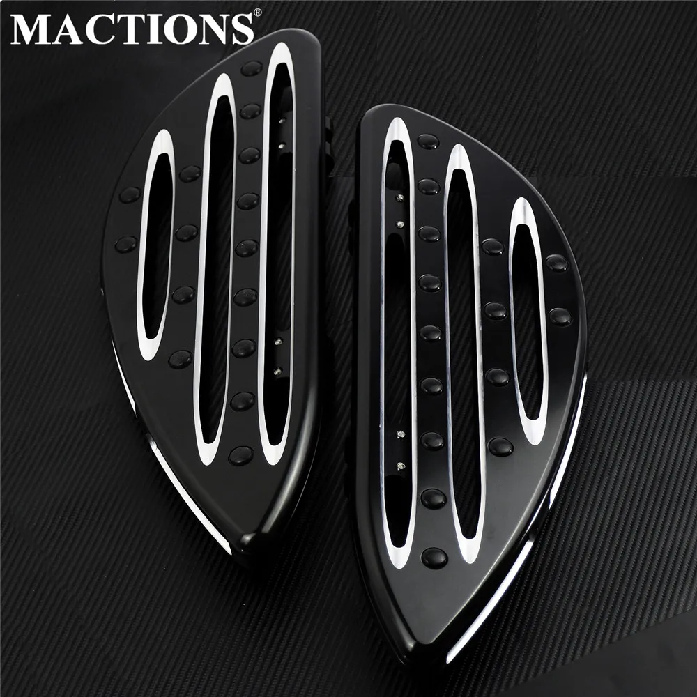 Motorcycle Front Stretched Driver Floorboards Black Pedal For Harley Touring Road Glide Electra Glide Street Glide Softail Dyna