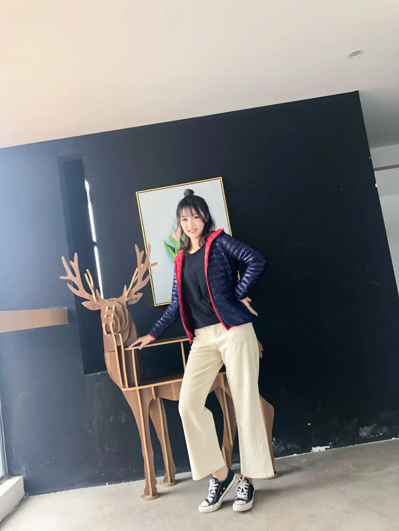 New Style Autumn And Winter Warm Slim Fit Slimming Stand Collar Double-sided Wear Thin down Jacket Women's Short Coat Rever