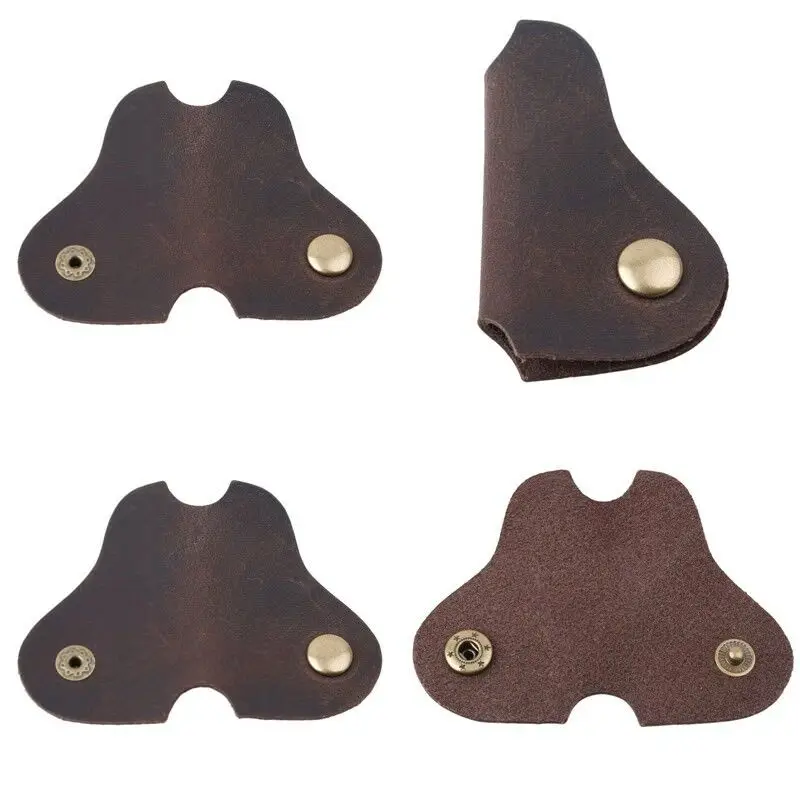 Coffee 2xCowhide кожа Наушники Кабельные стяжки шнур Органайзер Обёрточная бумага намотки держатель - Цвет: Coffee