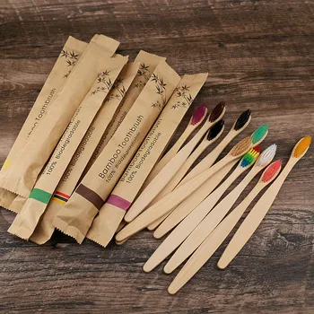 5/10pcs eco friendly toothbrush Bamboo Resuable Toothbrushes Portable Adult  Wooden Soft Tooth Brush for Home Travel Hotel use 1