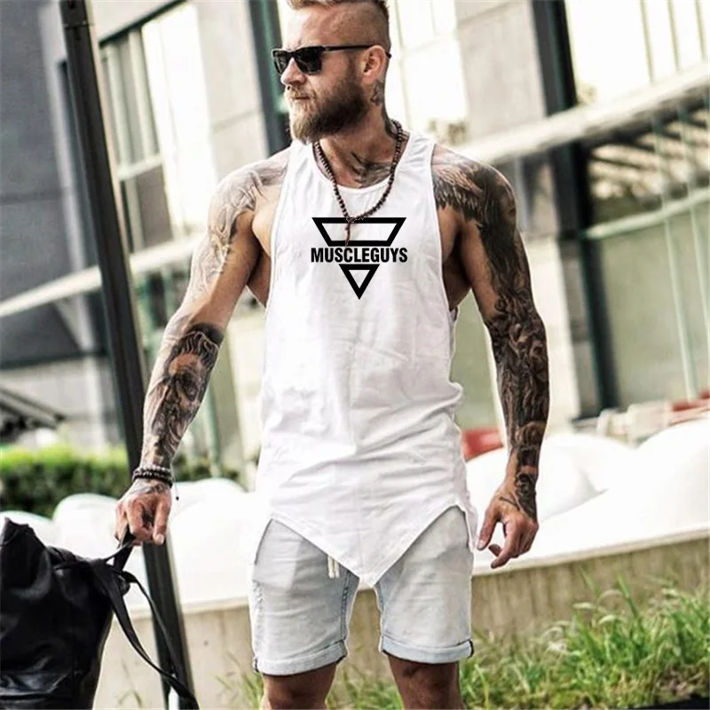 

Brand Cotton Breathable Bodybuilding Singlet Sleeveless Men's Tops Stringer Shirt Fitness Tank Top Men Gyms Clothing Muscle Vest