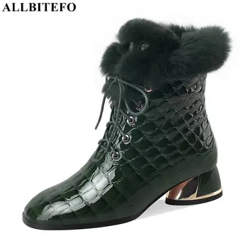 

ALLBITEFO size 34-41 Suitable for cold Siberia thick wool inside winter warm snow boots real genuine leather fashion women boots