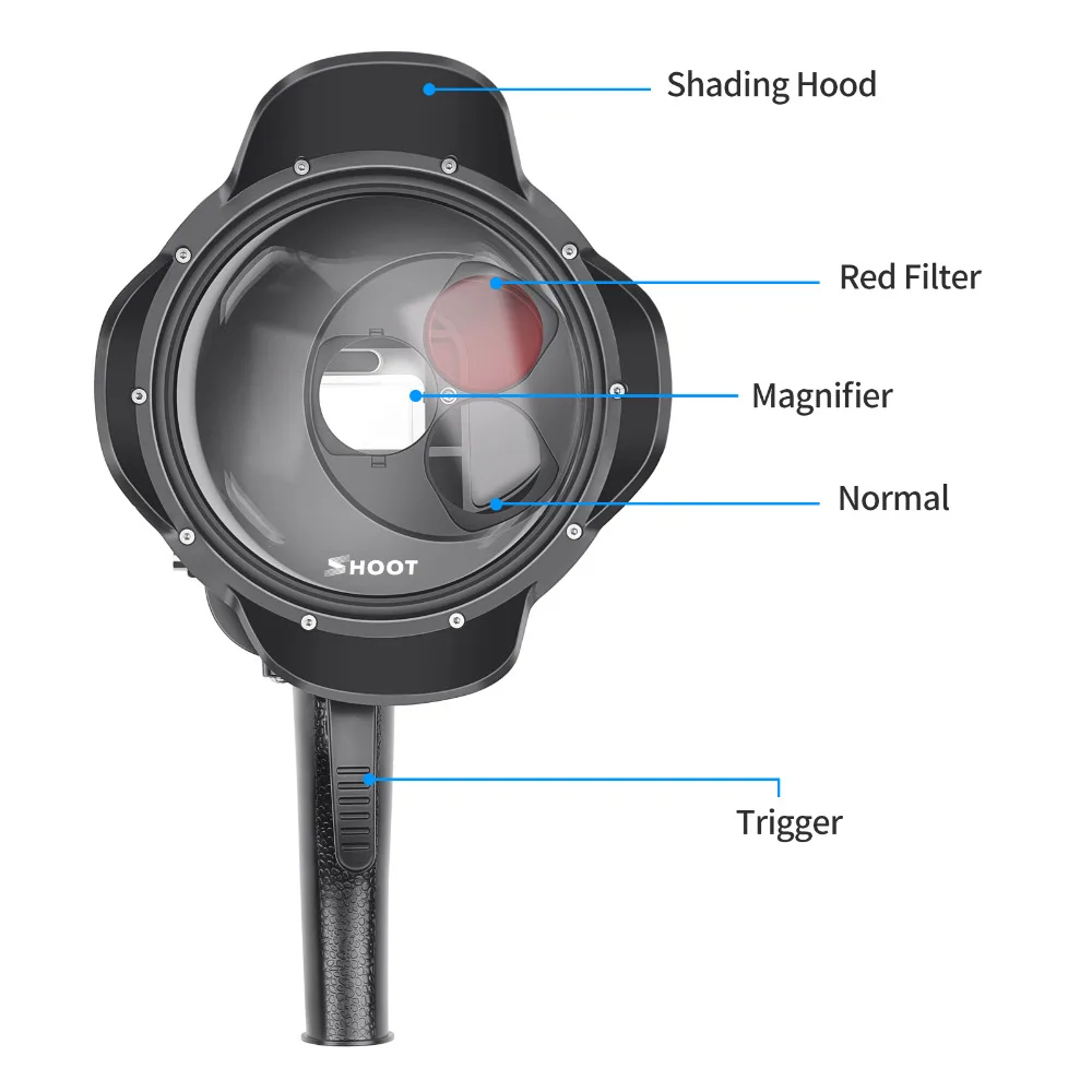 SHOOT Дайвинг купол порт водонепроницаемый корпус фильтр переключаемый купол для GoPro Hero 7 6 5 черный триггер корпус для Go Pro 7 аксессуар