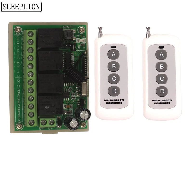Sleeplion 100 м 4 канала DC 12 В 4CH RF беспроводной переключатель системы дистанционного управления для гаражных ворот передатчик приемник