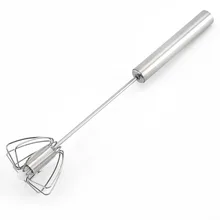 Богатый полуавтоматический вращающийся венчик для сбивания яиц из нержавеющей стали, кухонный ручной миксер для яиц