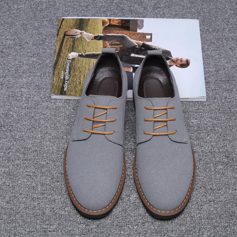 Spring Suede Leather Men Shoes Oxford Casual Sneakers for Male Size 38-48