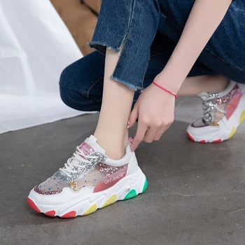 

New Design Breathable Girl Casual Shoes Female Air Mesh Walking Basket Femme Hot Sale Flat Shoes Woman Sneakers Moda Mujer 2020
