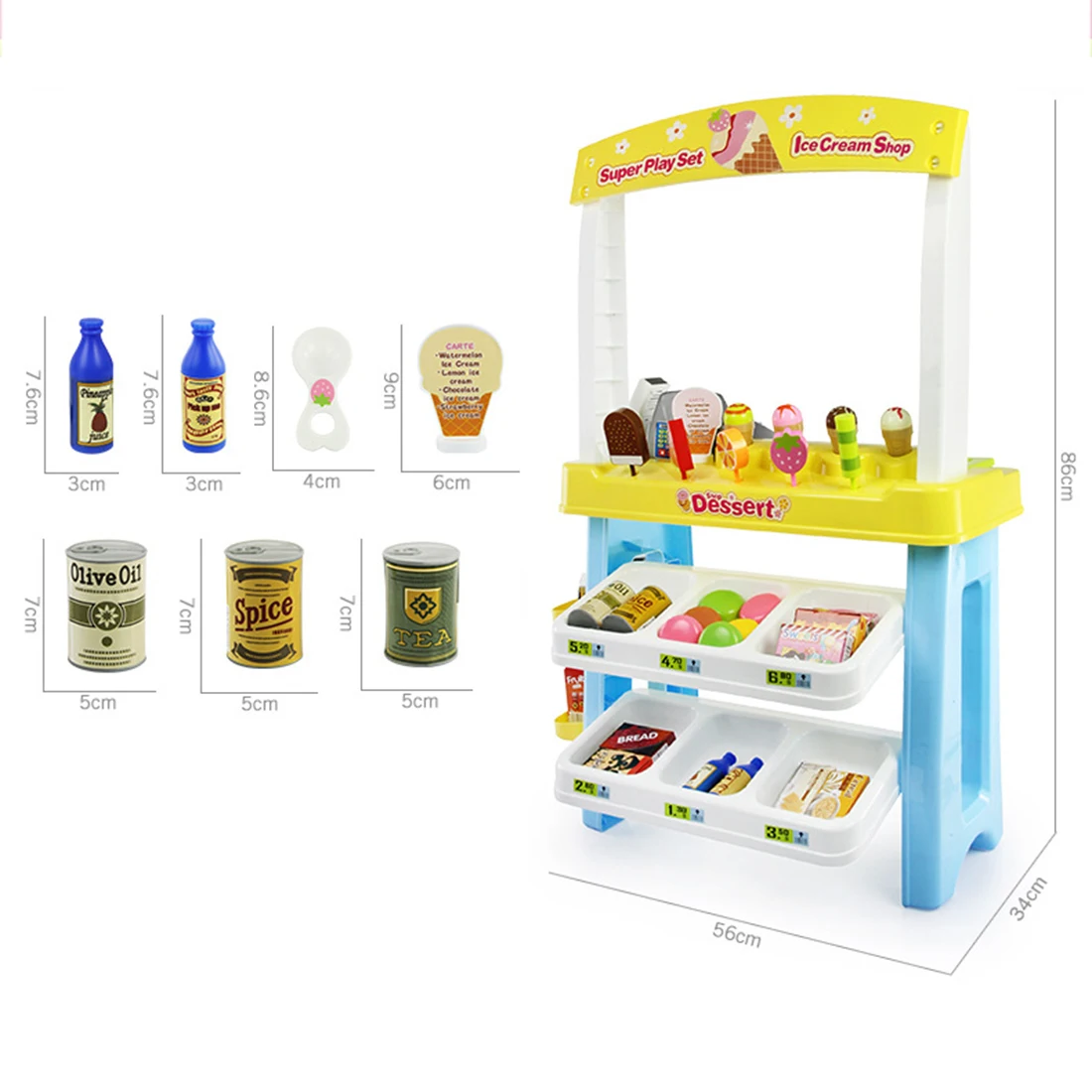 47 шт./компл. Дети моделирование супер Рынок Playset мульти-функциональный Рынок стойло кассовый аппарат игрушка в подарок на день рождения-розовый/желтый
