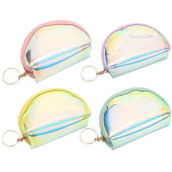 

Coin Purse Short Holographic Women Girls PVC Zipper Closure Coin Pouch Coin Small Wallet Pouch Bag Laser Card Holder For Kids