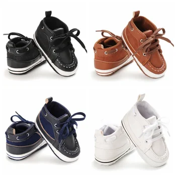 

2019 Autumn Fashion Baby Boys First Walker Patchwork Design Anti-Slip Sneakers Toddler Soft Soled PU Casual Shoes