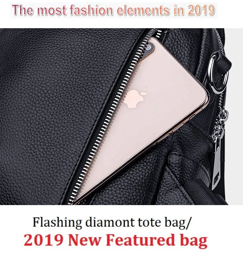 ZOOLER Diamond Bag100% натуральная кожа черные женские рюкзаки первый слой воловья кожа Зимний рюкзак для молодых девушек дорожная сумка# C209