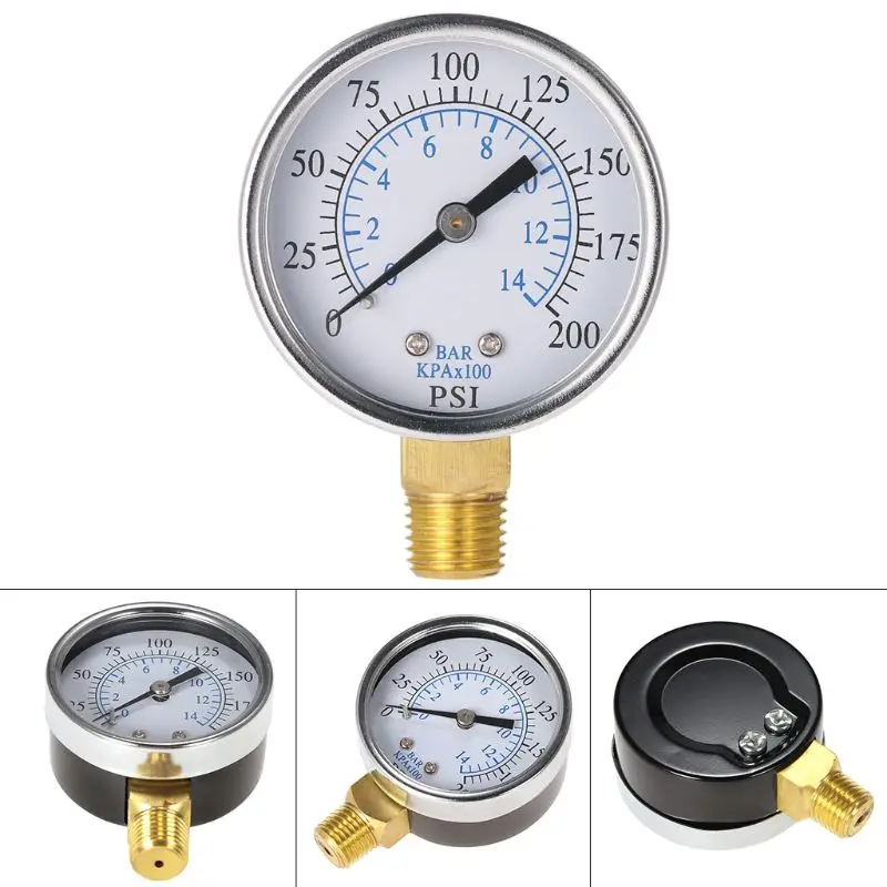 Манометр для воды и воздуха 0-14 бар 2021 дюйма NPT 0-1/4 psi с боковым креплением |