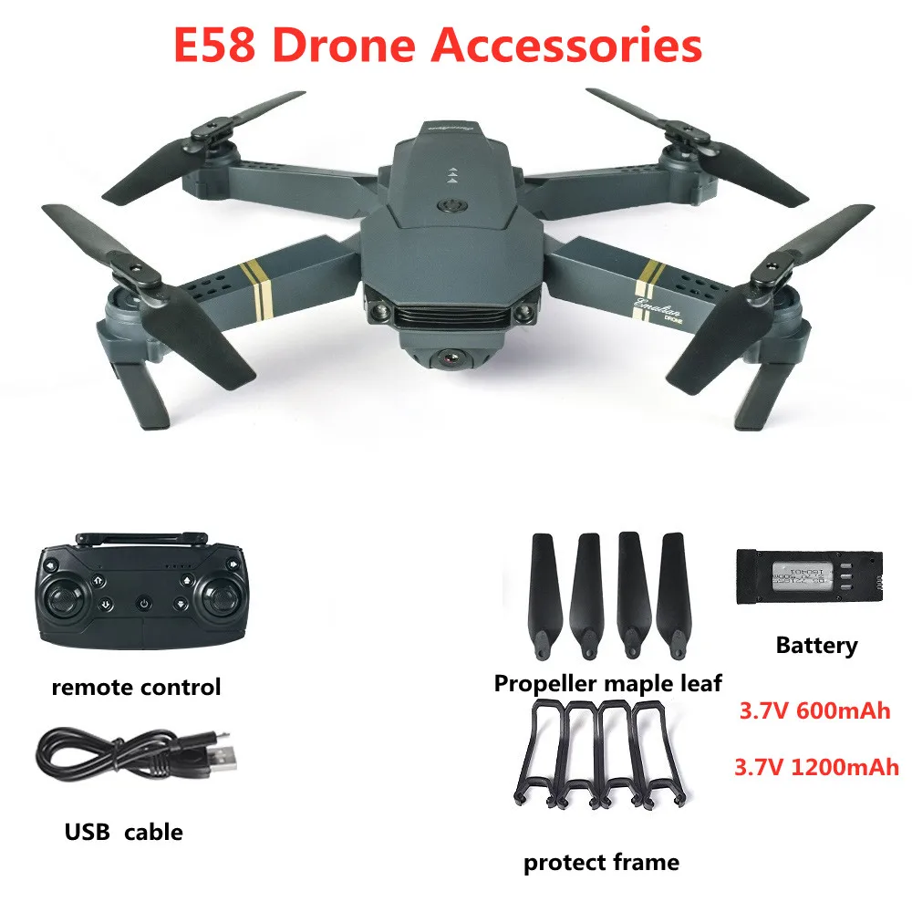 E58 Drone Battery 3.7v 600mah1200mah Usb Charging Cable Propeller Maple