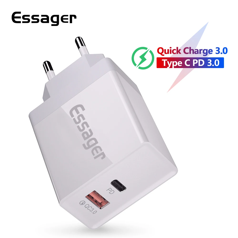 Essager 36 Вт Быстрая зарядка 3,0 USB зарядное устройство QC3.0 QC Тип C PD турбо Быстрая зарядка настенное зарядное устройство для мобильного телефона для iPhone 11 Pro Max