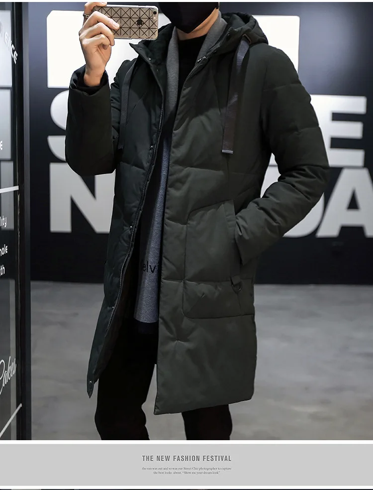Amoy Supply of Goods New Products Men High Quality Winter Large Size Mid-length Cotton-padded Clothes Warm Thick Men's Solid Col