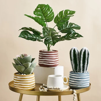 

Lifelike Fake Plants Tropical Potted Plants Creative Ornaments Cactus Simulation Succulent Bonsai Home Decor (Including Pots)
