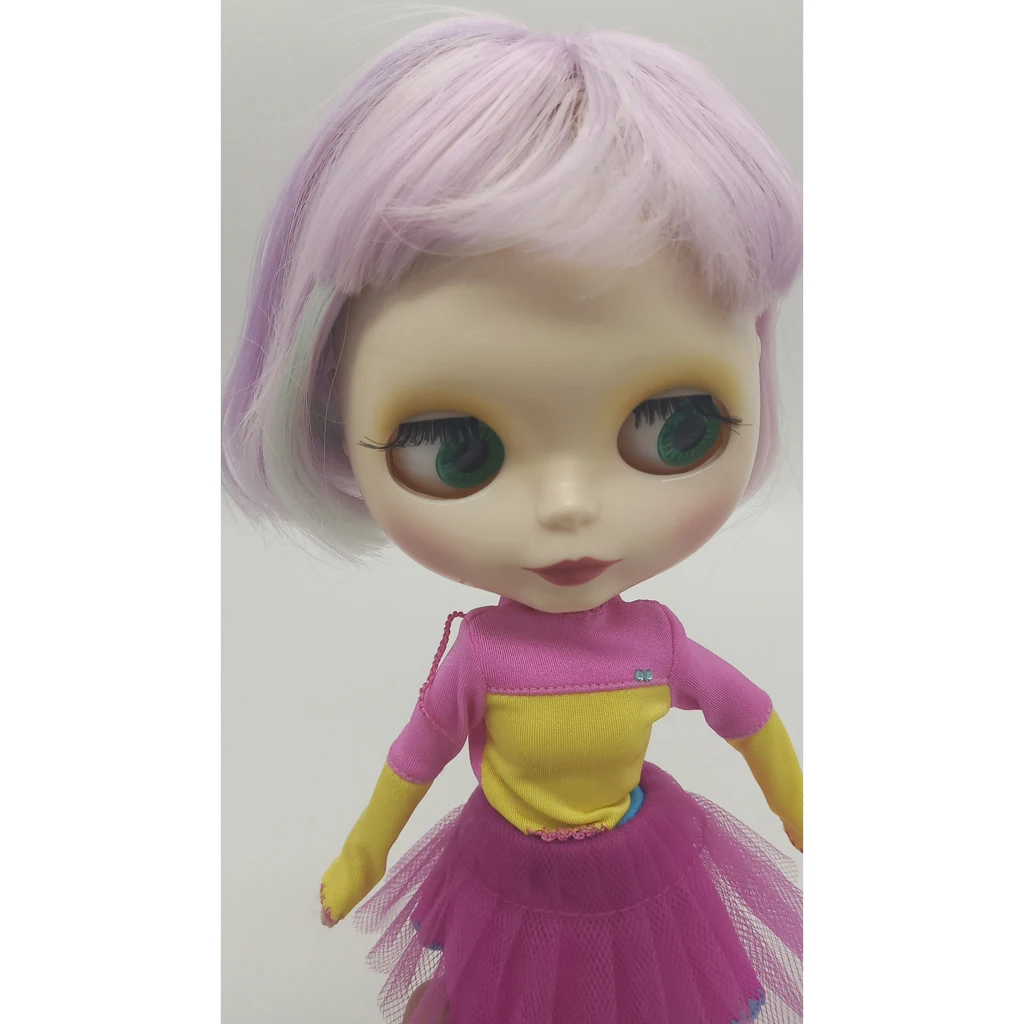 Stylish Short Straight Wig For 1/3 BJD Blythe Doll DIY Making Light Purple