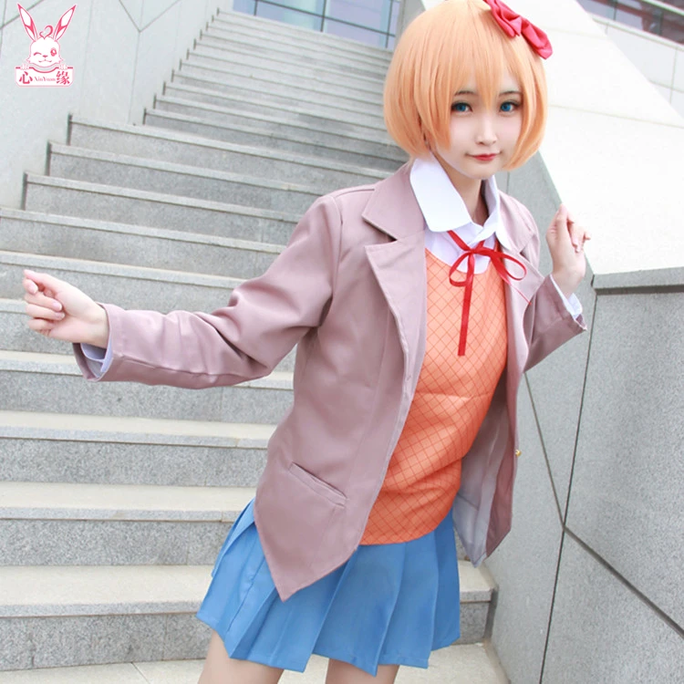 Doki, Клубная игра, аниме, косплей, Sayori cos, вечерние, на Хэллоуин, для мужчин и женщин, японская форма Jk, костюм для косплея
