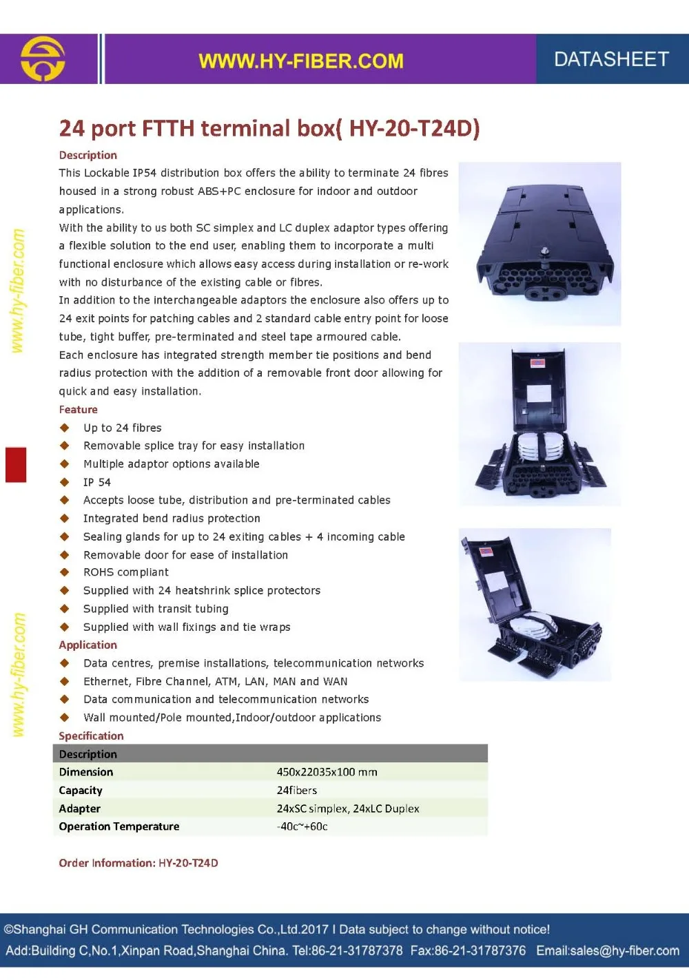 24 port FTTH terminal box_ HY-20-T24D_