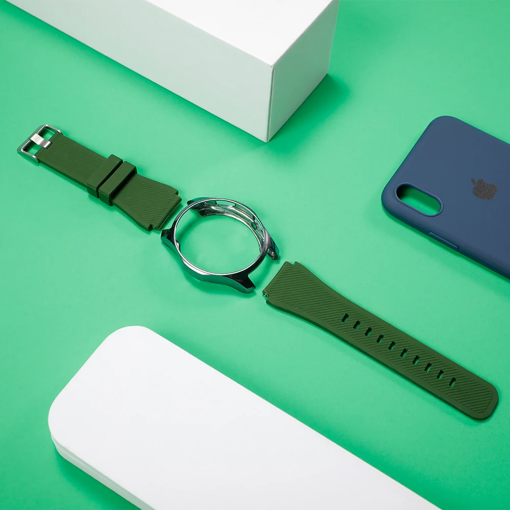 Ремешок+ чехол для samsung gear S3 Frontier S2 ремешок Galaxy watch 46 мм 42 м 22 мм ремешок для часов все вокруг защитные часы аксессуары 20